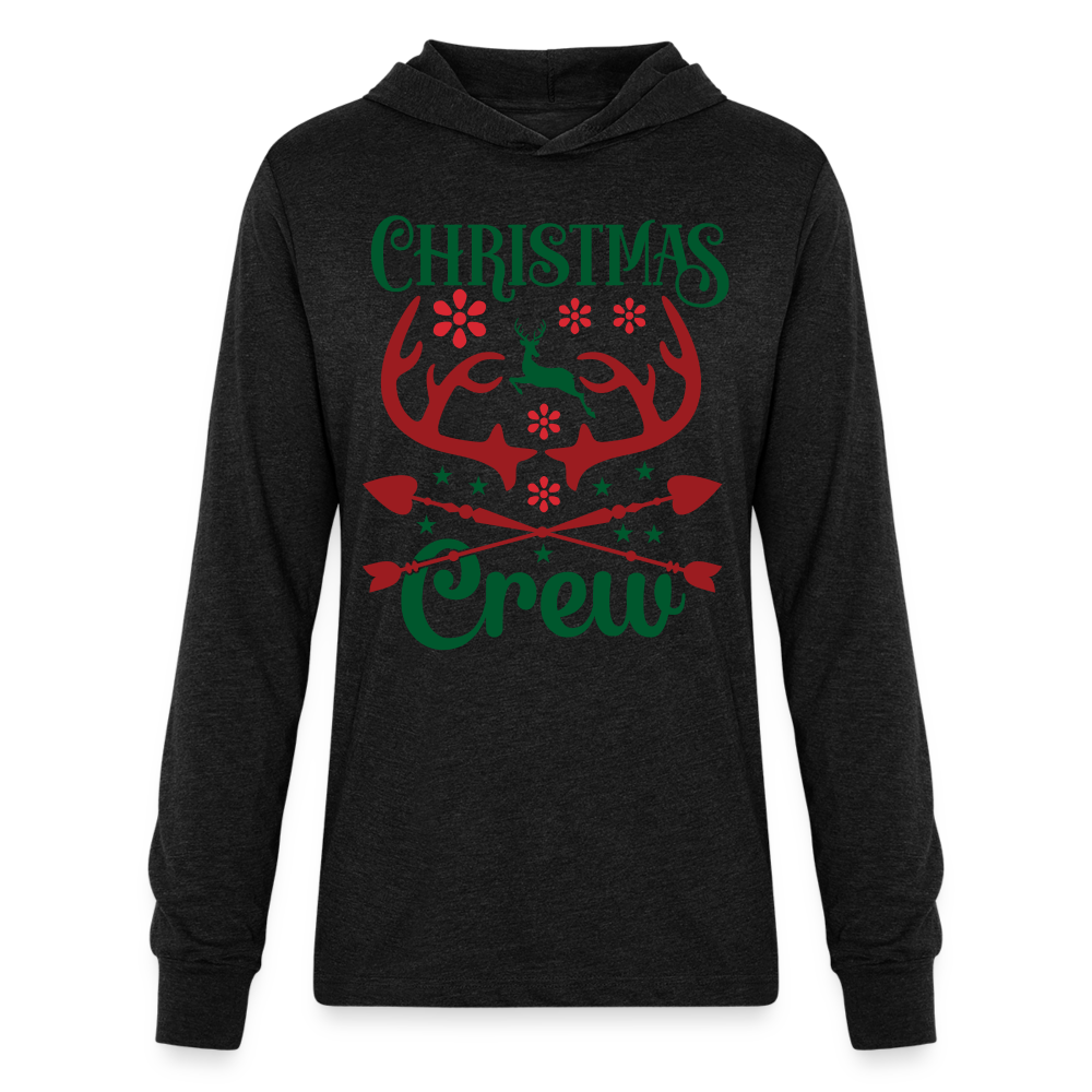 Christmas Crew Hoodie Shirt - Reindeer Antlers & Hearts - heather black