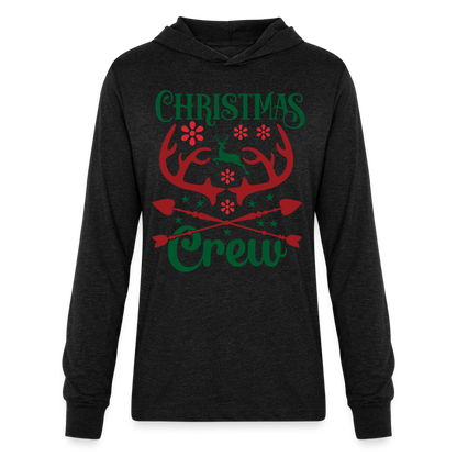 Christmas Crew Hoodie Shirt - Reindeer Antlers & Hearts - heather black