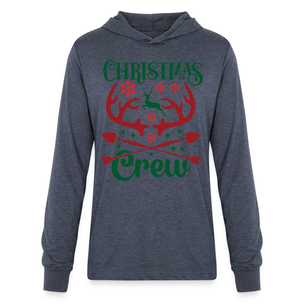 Christmas Crew Hoodie Shirt - Reindeer Antlers & Hearts - heather navy