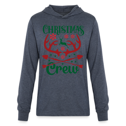 Christmas Crew Hoodie Shirt - Reindeer Antlers & Hearts - heather navy