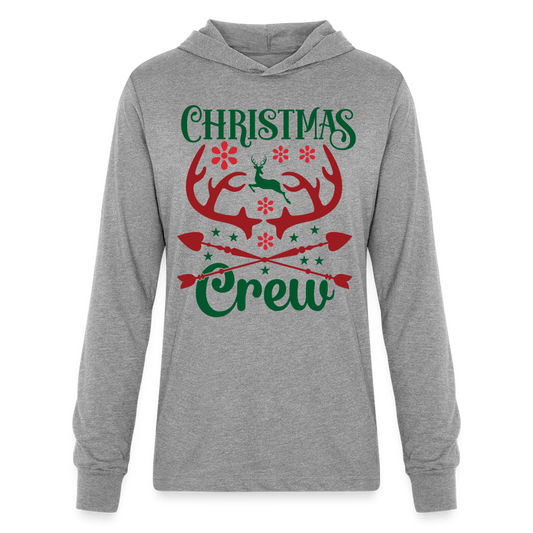 Christmas Crew Hoodie Shirt - Reindeer Antlers & Hearts - heather grey