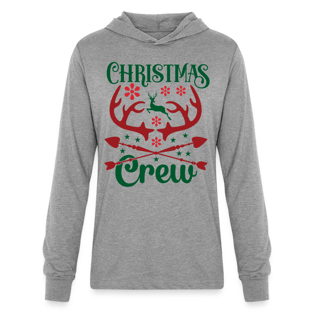 Christmas Crew Hoodie Shirt - Reindeer Antlers & Hearts - heather grey