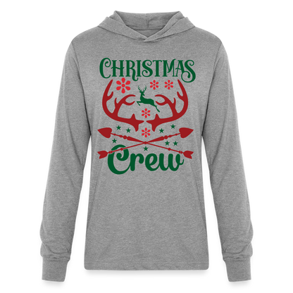 Christmas Crew Hoodie Shirt - Reindeer Antlers & Hearts - heather grey
