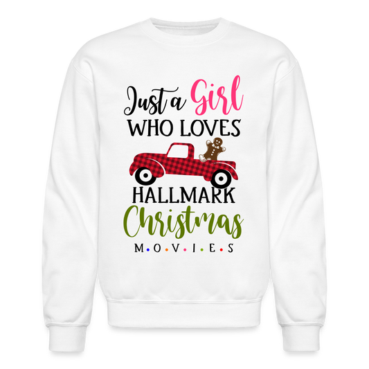 Just A Girl Who Loves HallMark Christmas Movies Sweatshirt - white