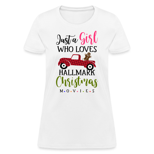 Just A Girl Who Loves HallMark Christmas Movies T-Shirt - white