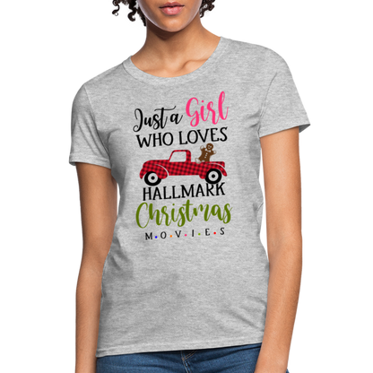 Just A Girl Who Loves HallMark Christmas Movies T-Shirt - heather gray