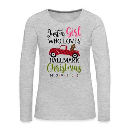 Just A Girl Who Loves HallMark Christmas Movies Premium Long Sleeve T-Shirt - heather gray