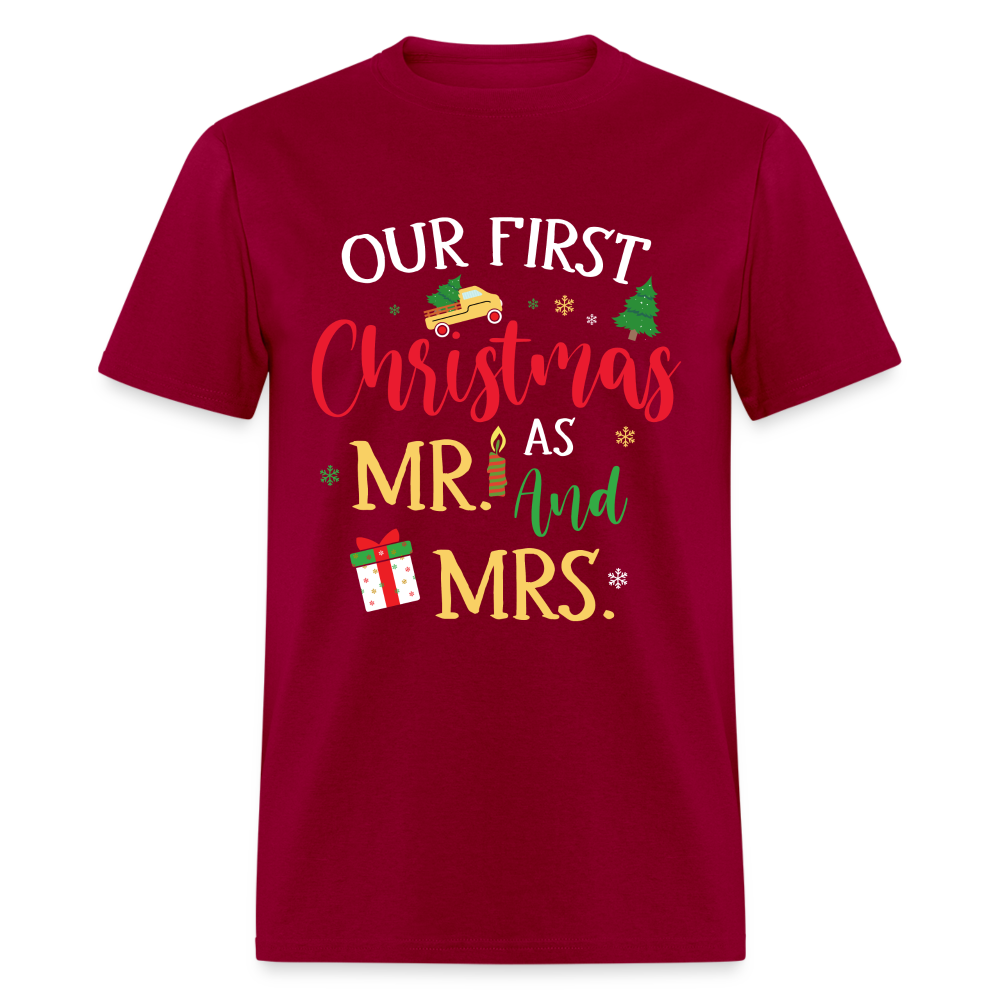 Our First Christmas as Mr and Mrs T-Shirt - dark red