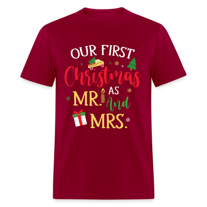 Our First Christmas as Mr and Mrs T-Shirt - dark red