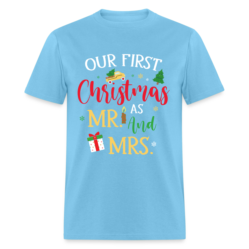Our First Christmas as Mr and Mrs T-Shirt - aquatic blue