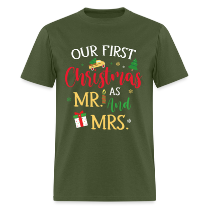 Our First Christmas as Mr and Mrs T-Shirt - military green