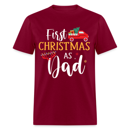 First Christmas As Dad T-Shirt - burgundy