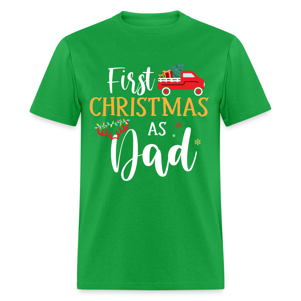 First Christmas As Dad T-Shirt - bright green