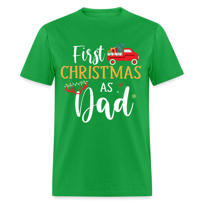 First Christmas As Dad T-Shirt - bright green