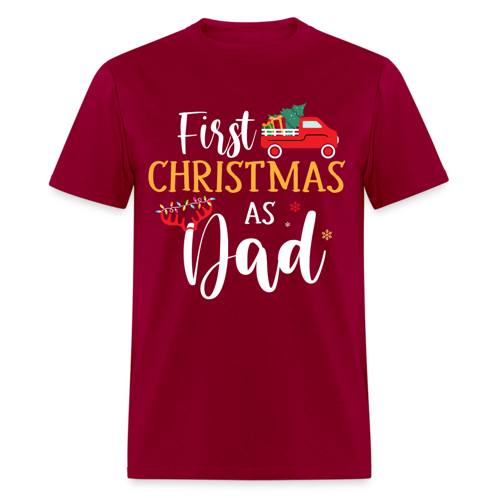 First Christmas As Dad T-Shirt - dark red