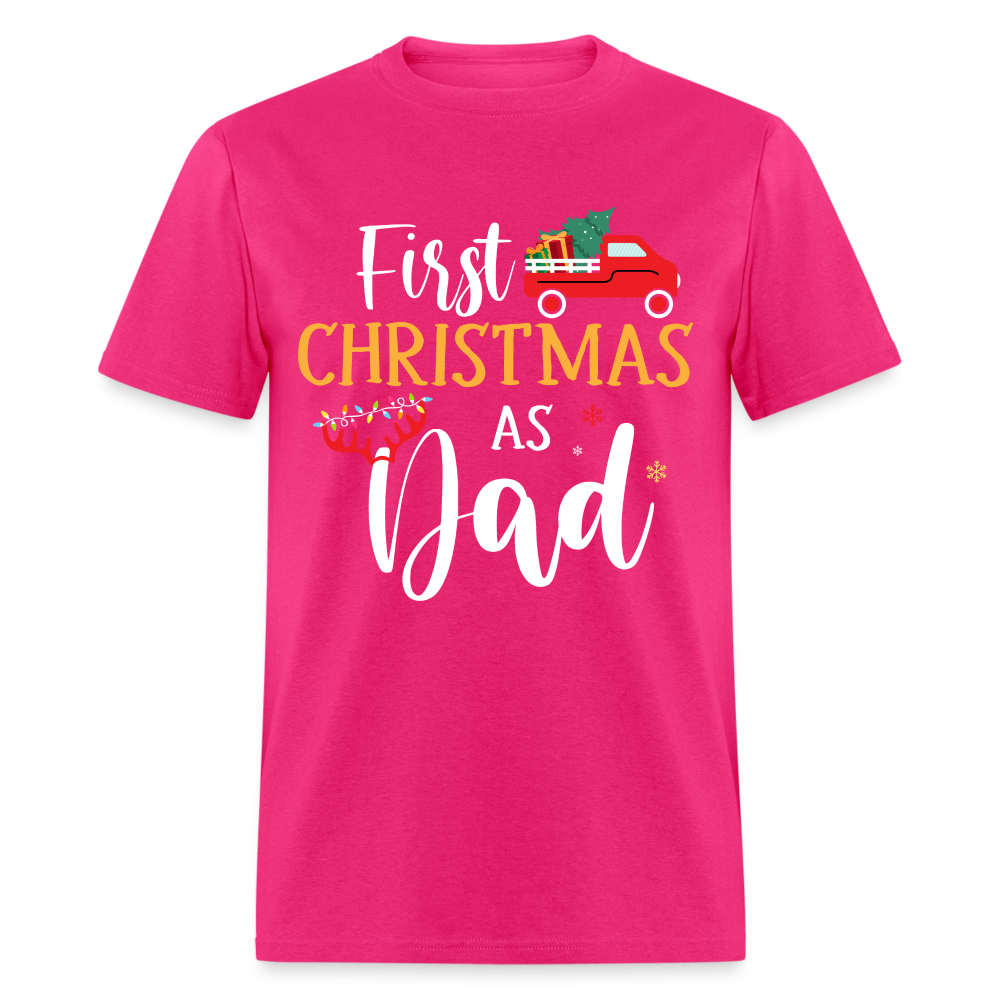 First Christmas As Dad T-Shirt - fuchsia