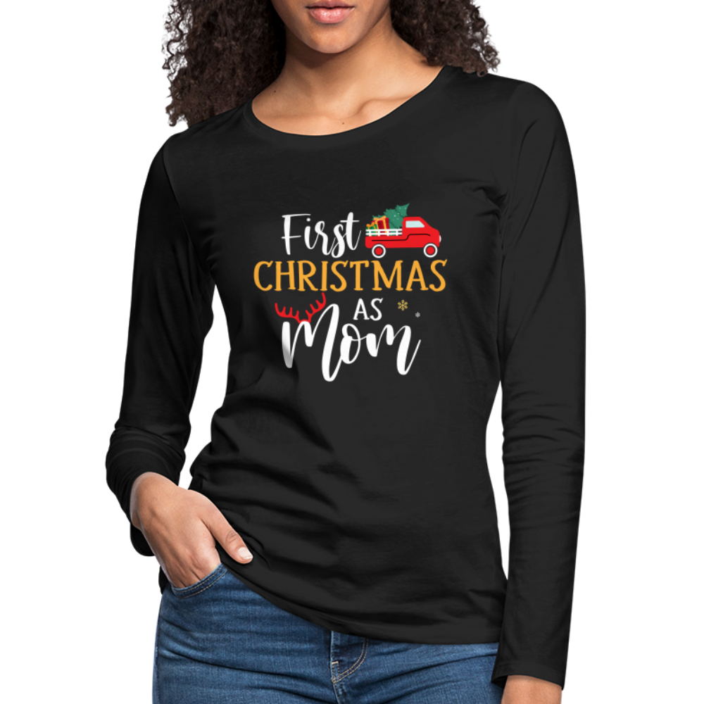 First Christmas As Mom Premium Long Sleeve T-Shirt - black