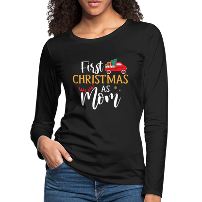 First Christmas As Mom Premium Long Sleeve T-Shirt - black