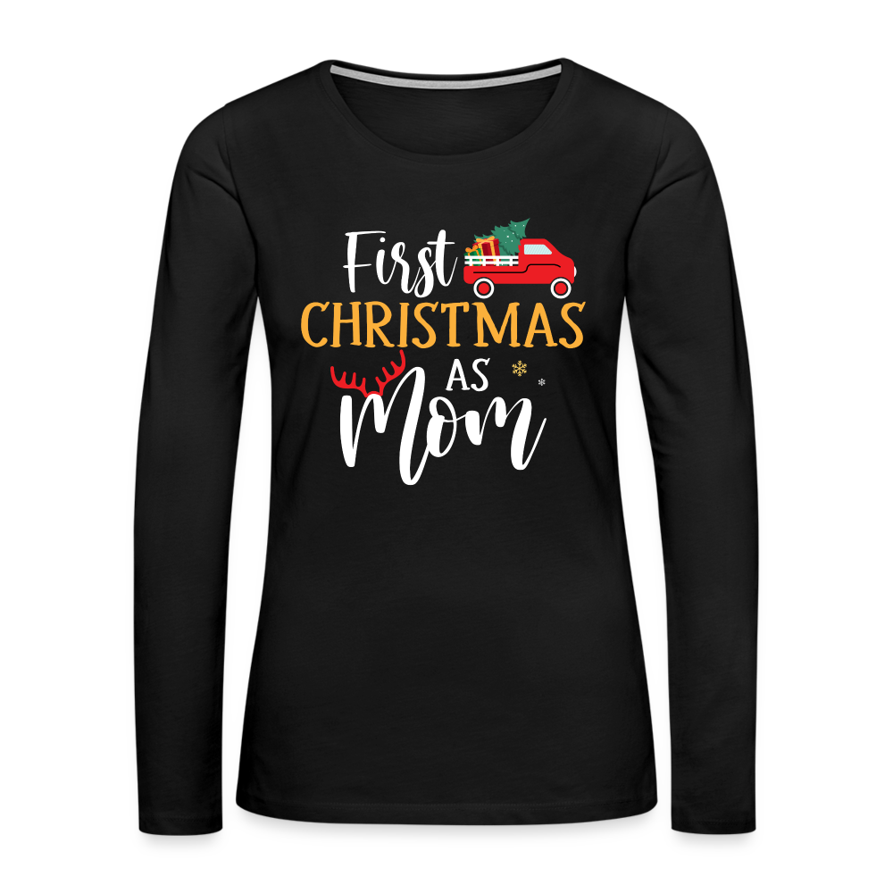 First Christmas As Mom Premium Long Sleeve T-Shirt - black