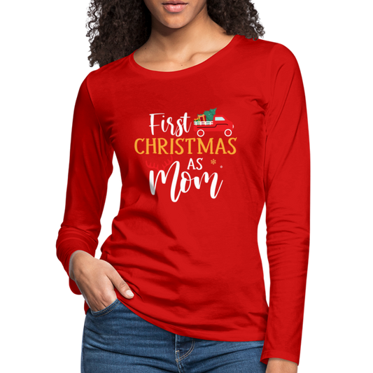 First Christmas As Mom Premium Long Sleeve T-Shirt - red