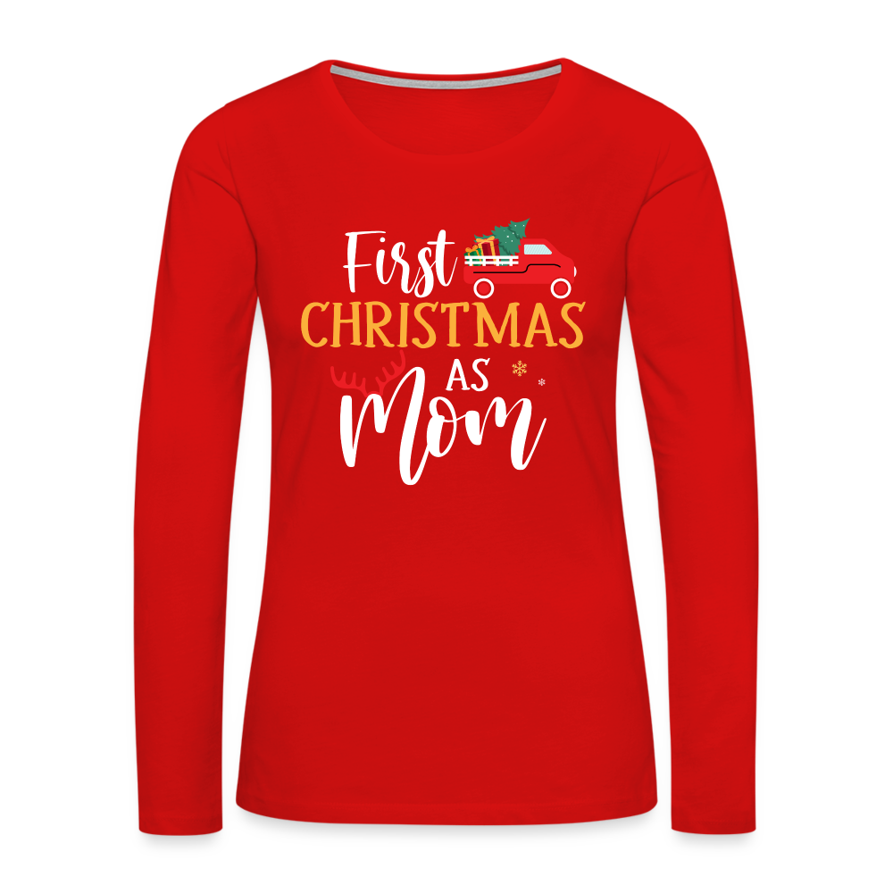 First Christmas As Mom Premium Long Sleeve T-Shirt - red