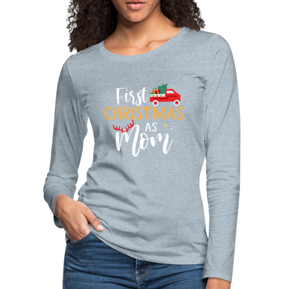 First Christmas As Mom Premium Long Sleeve T-Shirt - heather ice blue