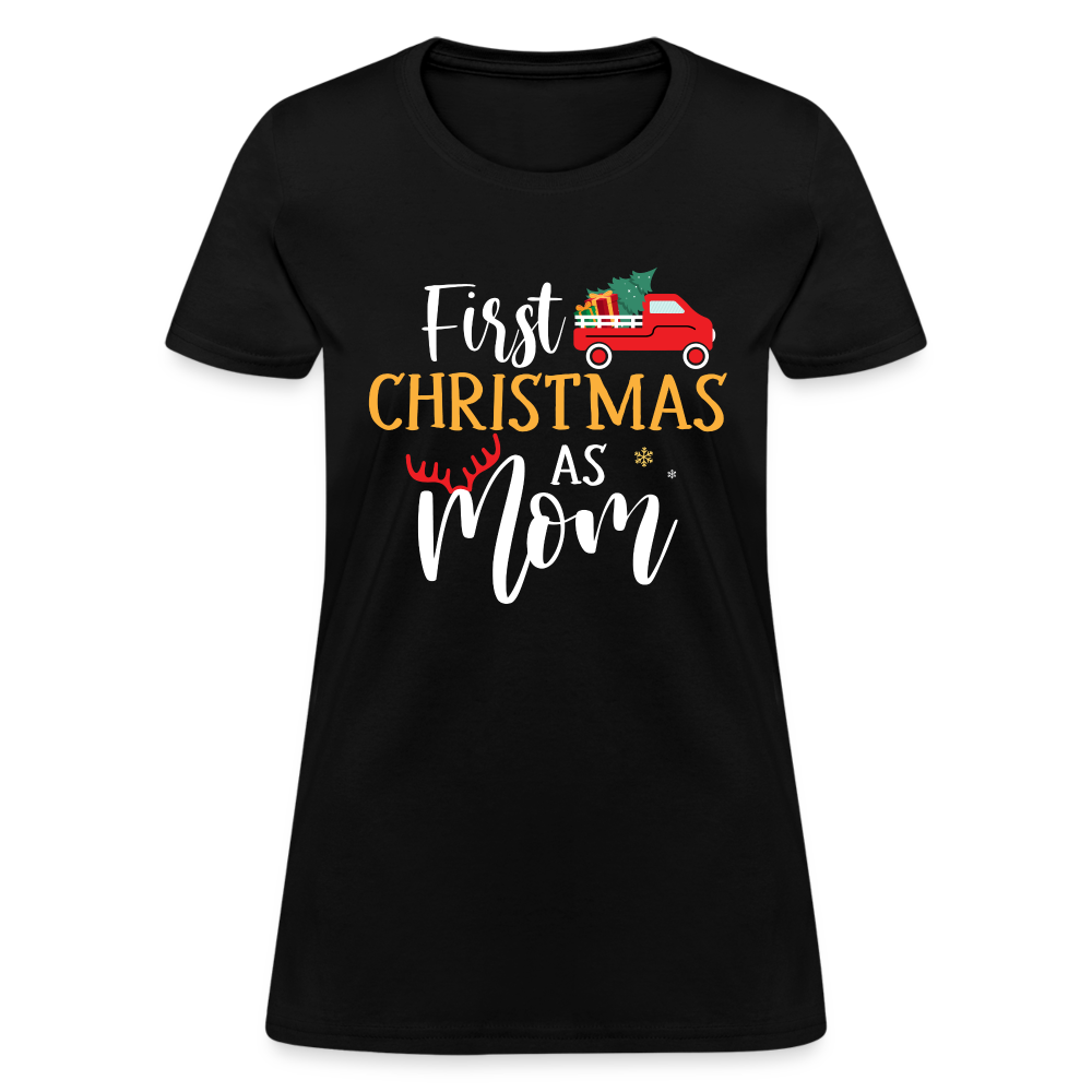First Christmas As Mom T-Shirt - black