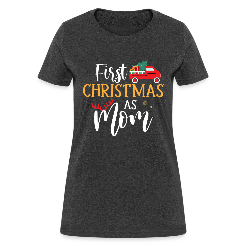 First Christmas As Mom T-Shirt - heather black