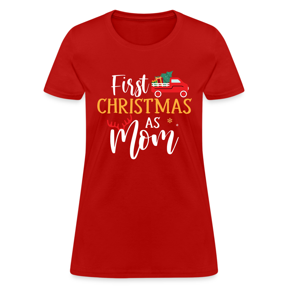 First Christmas As Mom T-Shirt - red