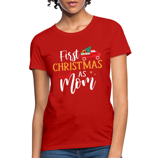 First Christmas As Mom T-Shirt - red