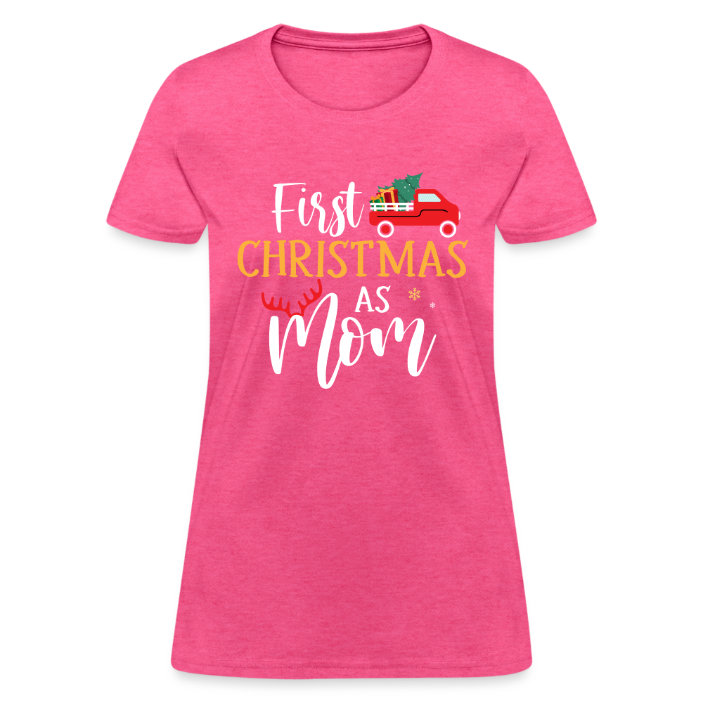 First Christmas As Mom T-Shirt - heather pink