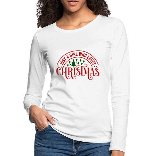 Just A Girl Who Loves Christmas Premium Long Sleeve T-Shirt - white