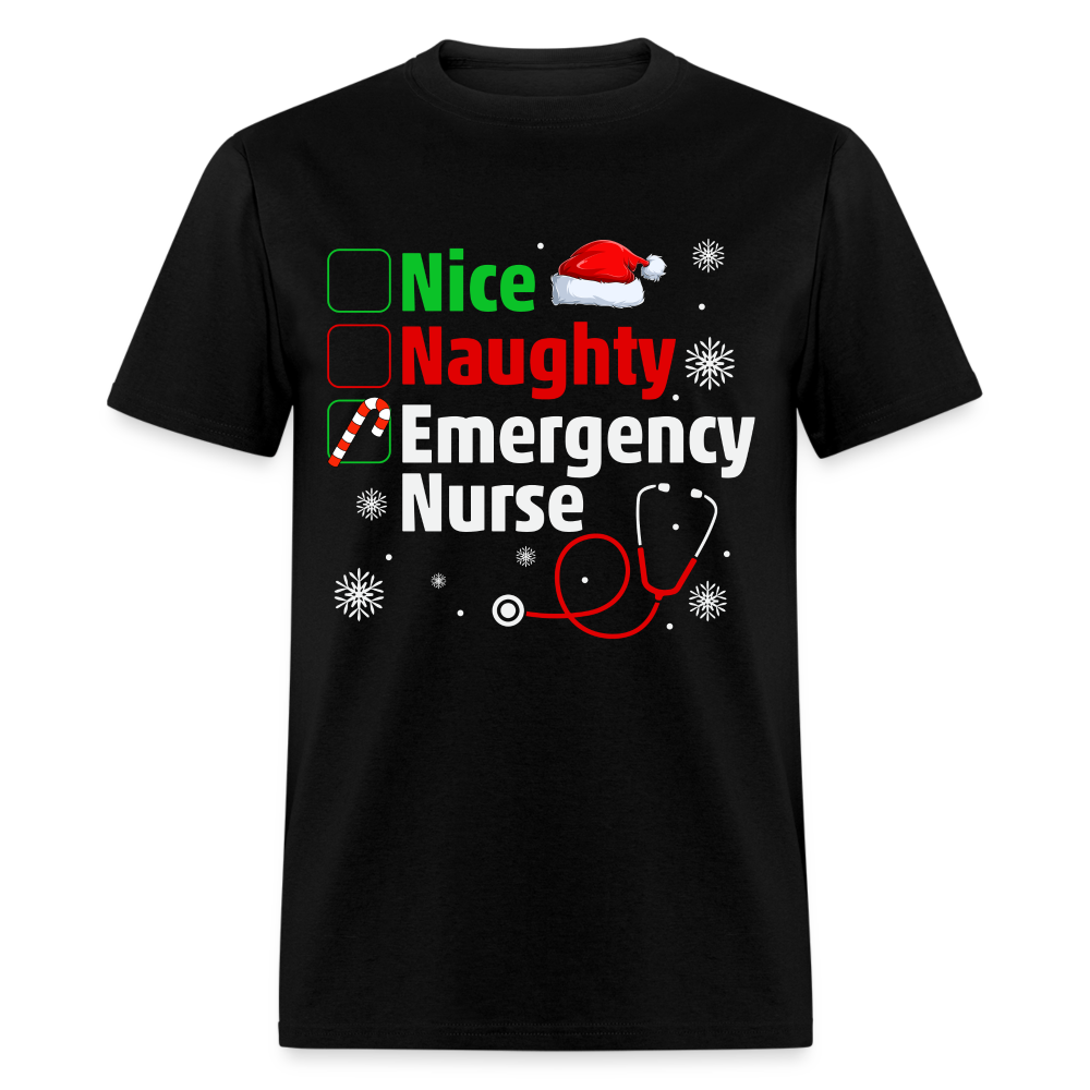 Nice, Naughty, Emergency Nurse - Christmas T-Shirt - black