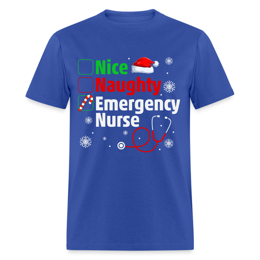 Nice, Naughty, Emergency Nurse - Christmas T-Shirt - royal blue