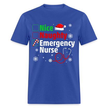 Nice, Naughty, Emergency Nurse - Christmas T-Shirt - royal blue