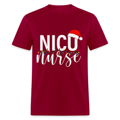NICU Nurse - Christmas T-Shirt - dark red