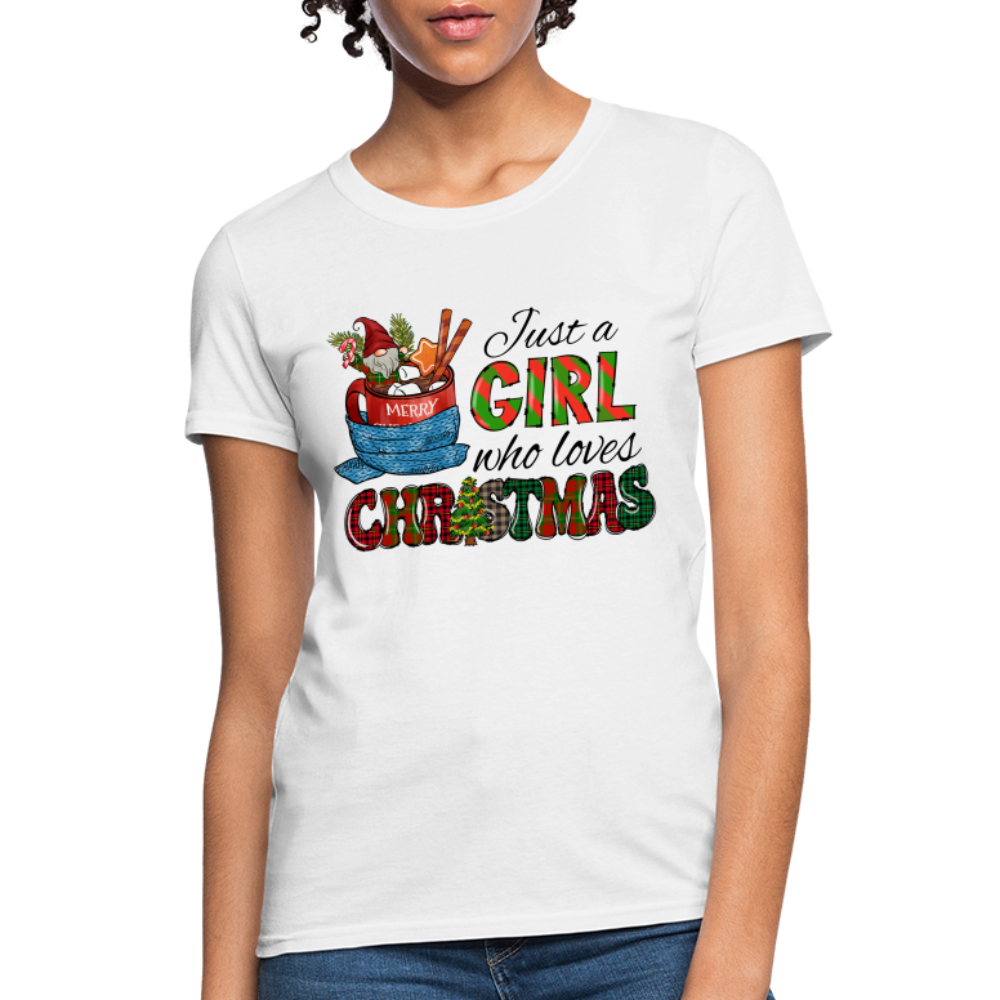 Just a Girl Who Loves Christmas T-Shirt - white