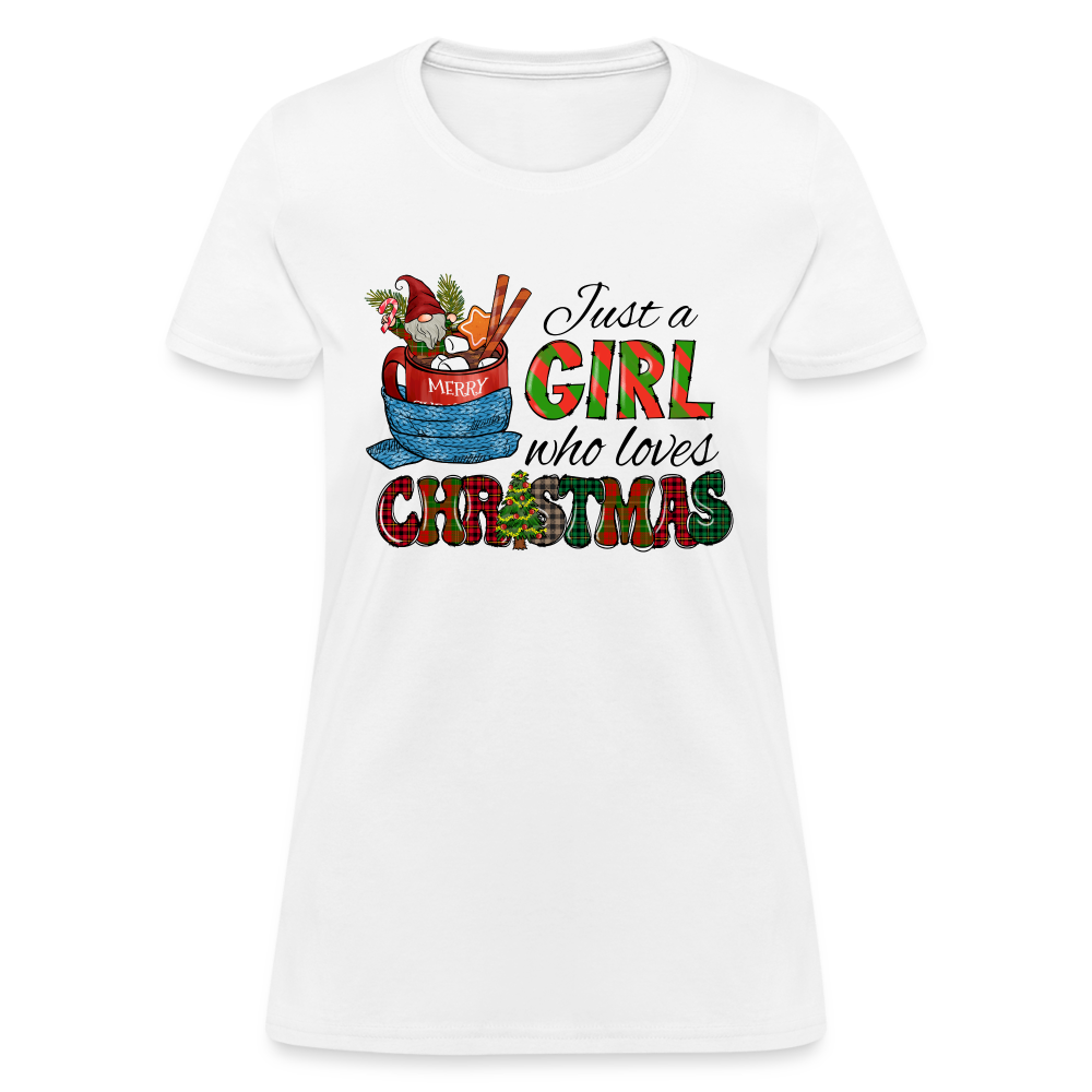 Just a Girl Who Loves Christmas T-Shirt - white