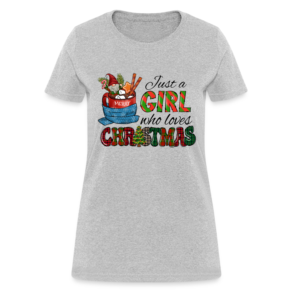 Just a Girl Who Loves Christmas T-Shirt - heather gray