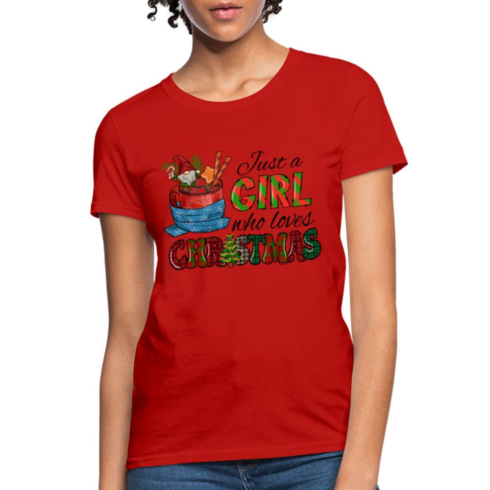 Just a Girl Who Loves Christmas T-Shirt - red