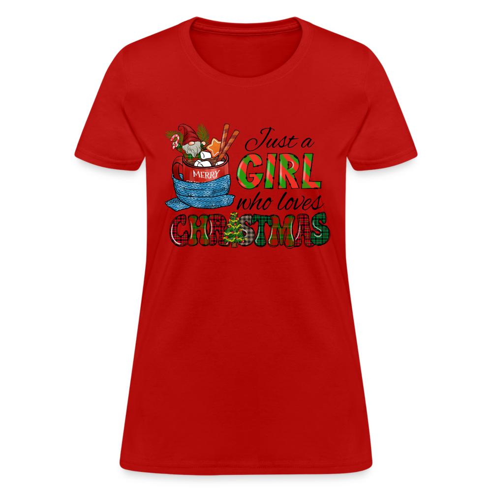 Just a Girl Who Loves Christmas T-Shirt - red
