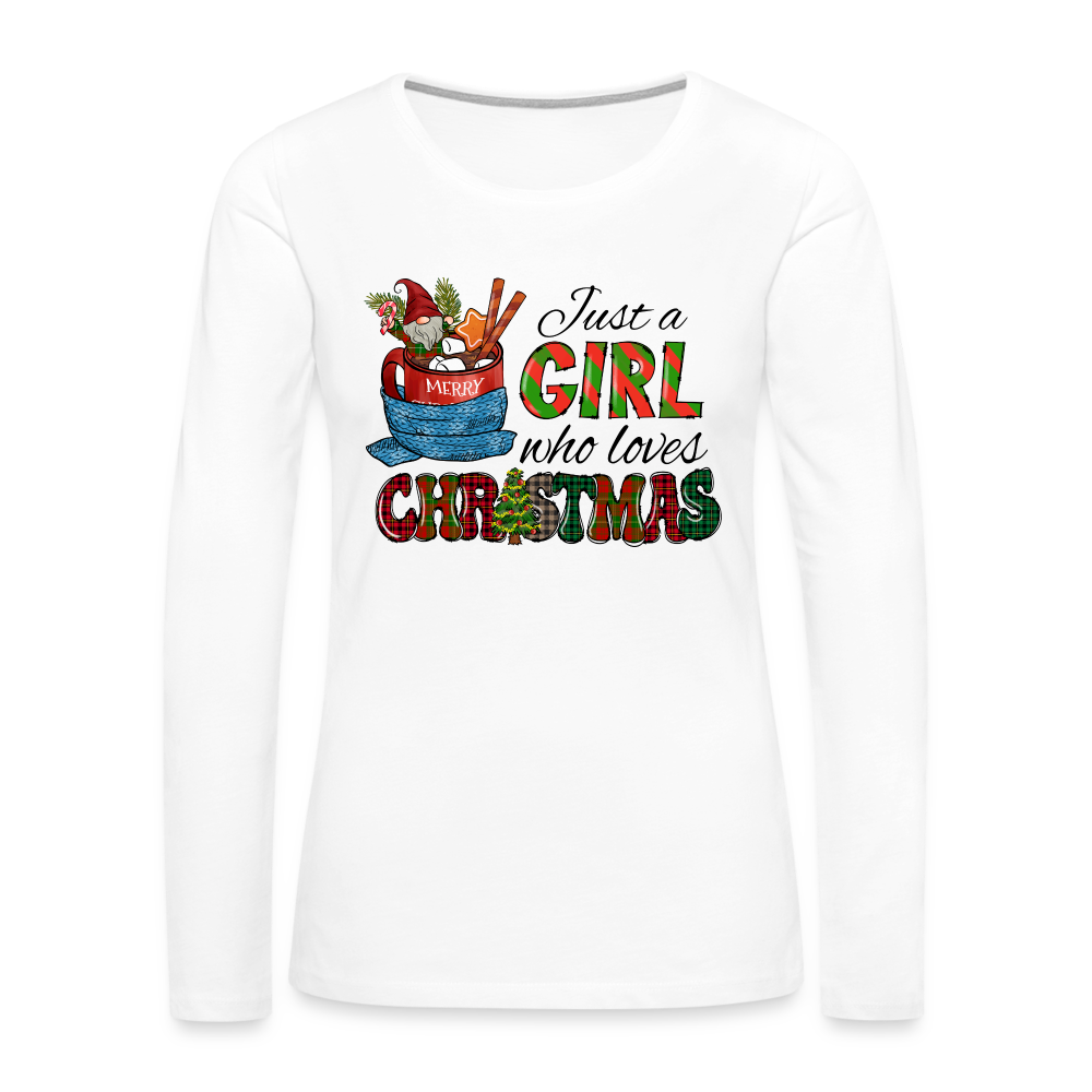 Just a Girl Who Loves Christmas Premium Long Sleeve T-Shirt - white