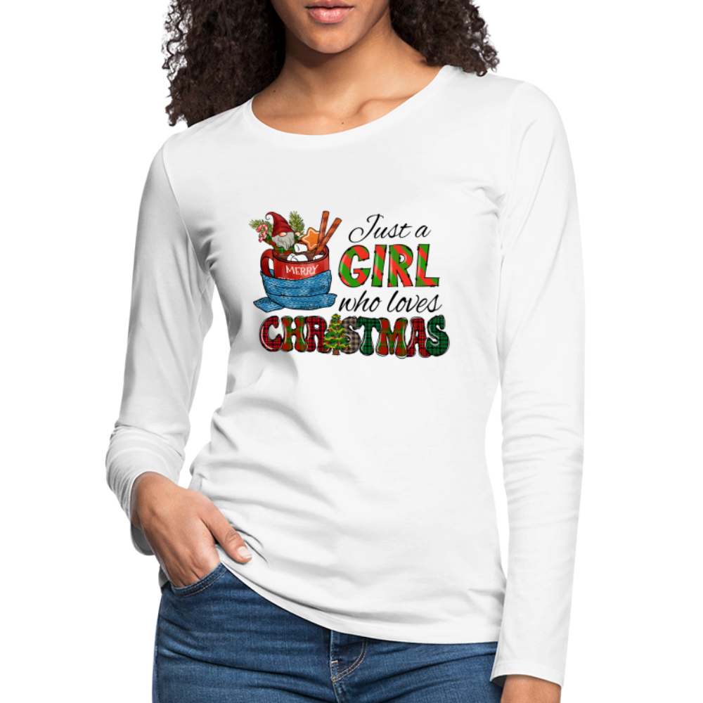 Just a Girl Who Loves Christmas Premium Long Sleeve T-Shirt - white