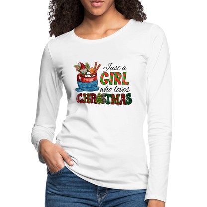 Just a Girl Who Loves Christmas Premium Long Sleeve T-Shirt - white