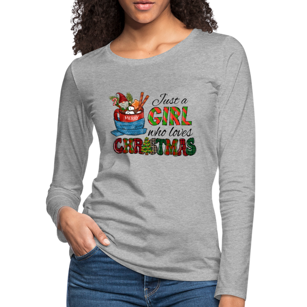 Just a Girl Who Loves Christmas Premium Long Sleeve T-Shirt - heather gray