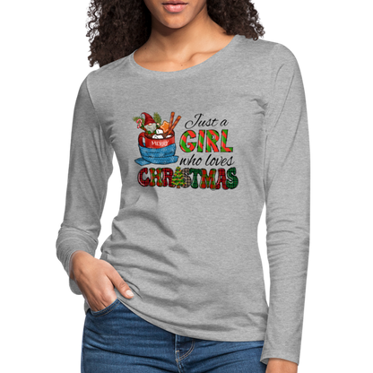 Just a Girl Who Loves Christmas Premium Long Sleeve T-Shirt - heather gray