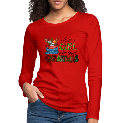 Just a Girl Who Loves Christmas Premium Long Sleeve T-Shirt - red