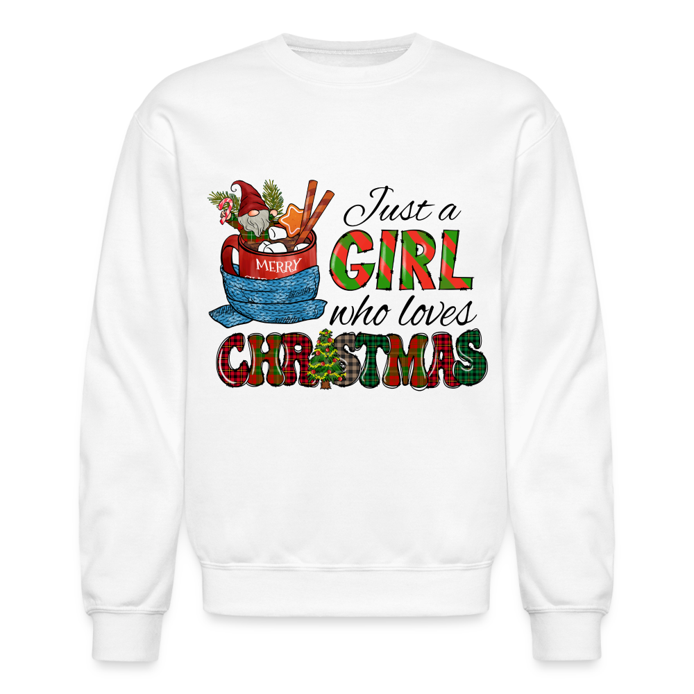 Just a Girl Who Loves Christmas Sweatshirt - white