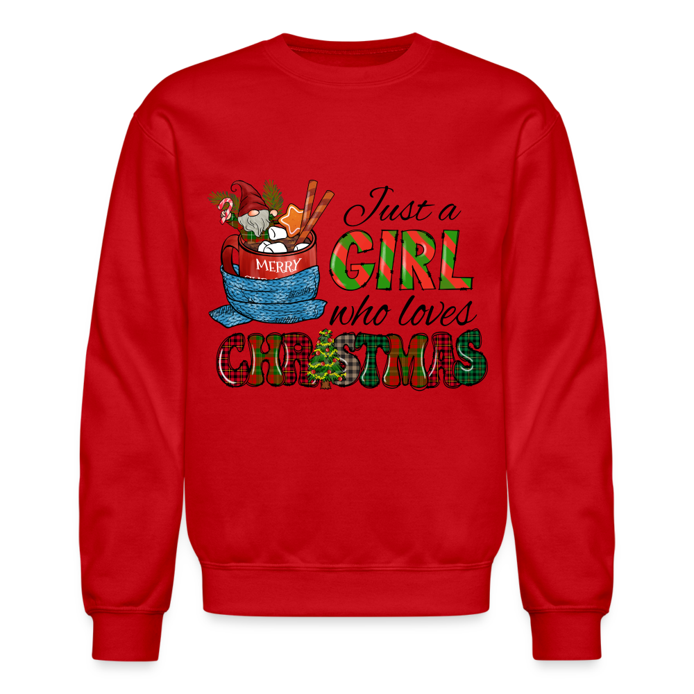 Just a Girl Who Loves Christmas Sweatshirt - red
