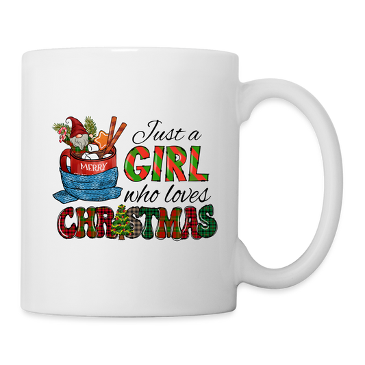 Just a Girl Who Loves Christmas Coffee Mug - white